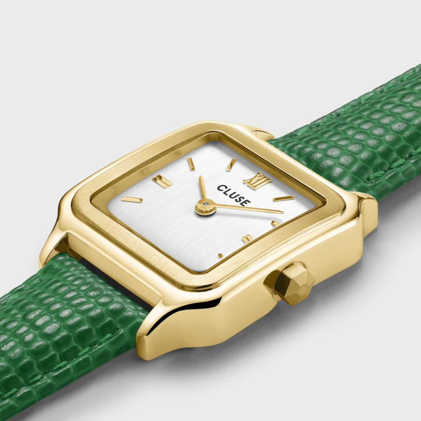 Cluse Gracieuse Petite Green Leather Strap Gold Watch