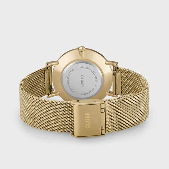 Cluse Minuit Crystal Gold Mesh Watch
