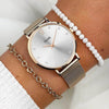 Cluse Minuit Crystal Rose Gold Mesh Watch