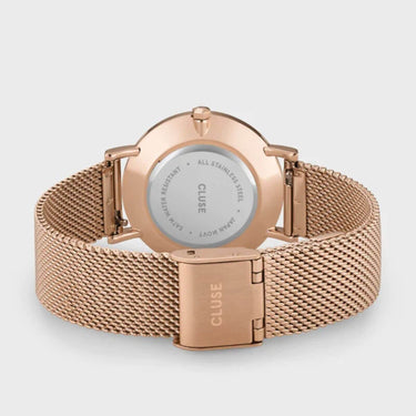 Cluse Minuit Crystal Rose Gold Mesh Watch