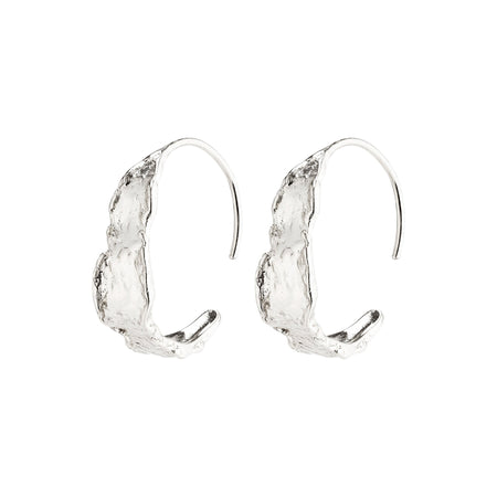 Pilgrim Compass Hoop Earrings - Silver