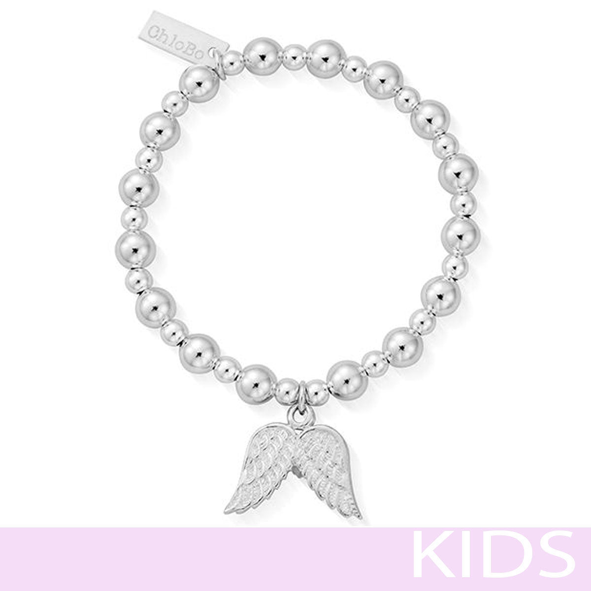 ChloBo T 87 Silver Mini Small Ball Double Angel Wing Bracelet SBMSB702 main image 0