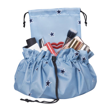 Donna May Drawstring Makeup Bag - Blue Star
