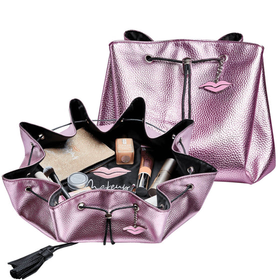 Donna May Vegan Drawstring Bag - Metallic Pink