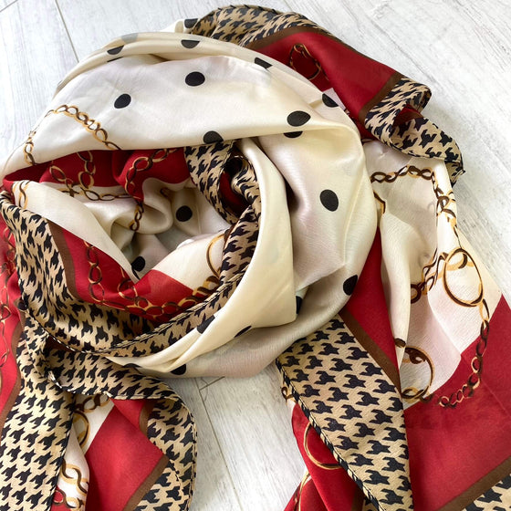 Red Dotty Chain Print Scarf