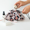 Donna May Drawstring Makeup Bag - Pale Pink Leopard