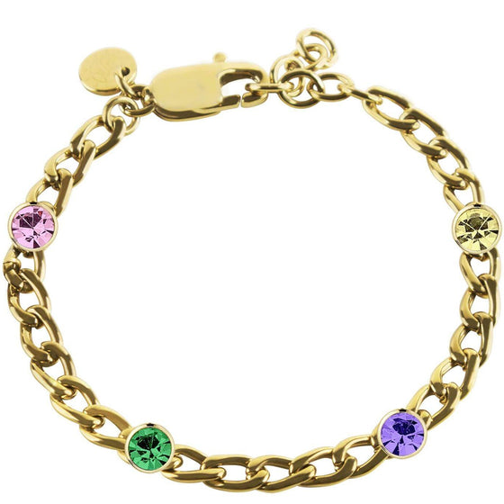 Dyrberg Kern Agnese Gold Curb Chain Bracelet - Rainbow