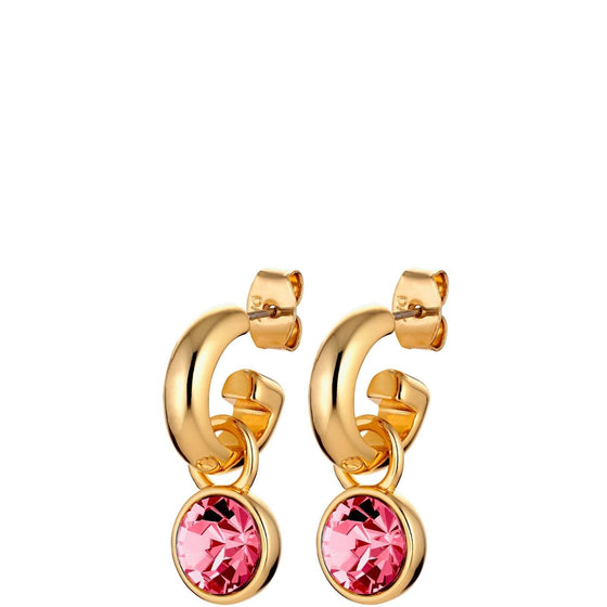 Dyrberg Kern Anna Gold Hoop Charm Earrings - Rose