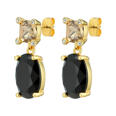 Dyrberg Kern Antonia Gold Statement Earrings - Black