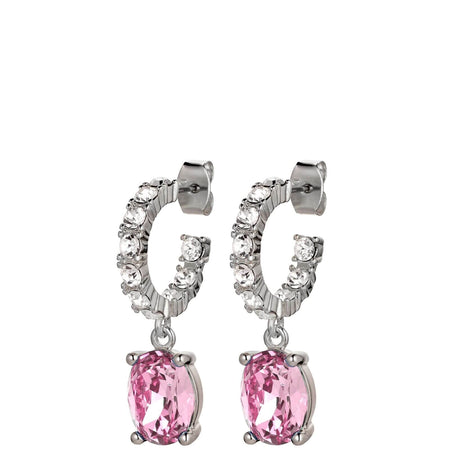 Dyrberg Kern Barbara Silver Hoop Charm Earrings - Light Rose