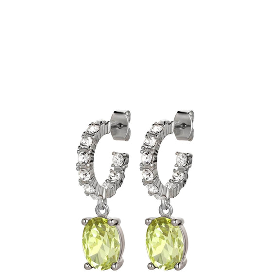 Dyrberg Kern Barbara Silver Hoop Charm Earrings - Yellow