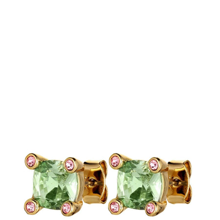 Dyrberg Kern Clara Gold Stud Earrings - Light Green