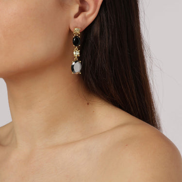 Dyrberg Kern Cornelia Gold Statement Earrings - Black