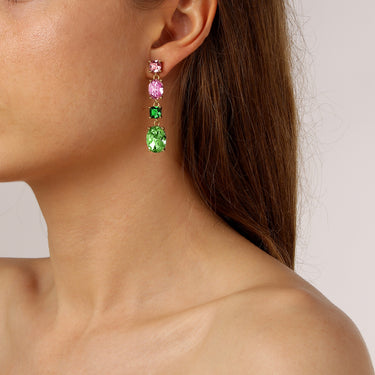 Dyrberg Kern Cornelia Gold Statement Earrings - Rose Green