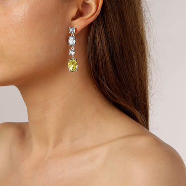Dyrberg Kern Cornelia Silver Statement Earrings - Yellow