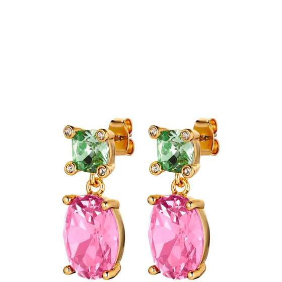 Dyrberg Kern Antonia Gold Statement Earrings - Green Rose