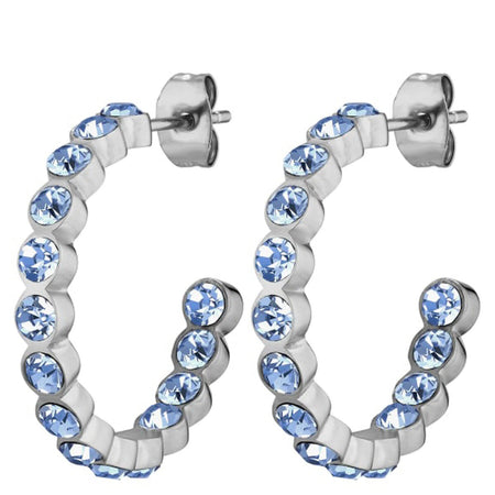Dyrberg Kern Holly Medium Hoop Earrings - Silver - Light blue
