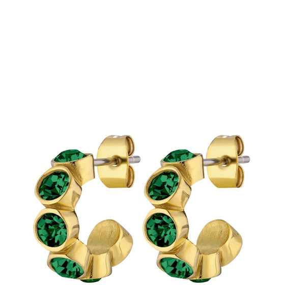 Dyrberg Kern Jenna Gold Small Hoop Earrings - Green