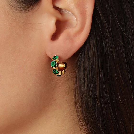 Dyrberg Kern Jenna Gold Small Hoop Earrings - Green