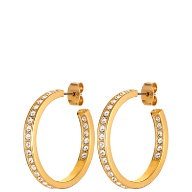 Dyrberg Kern Justina Gold Hoop Earrings - Clear