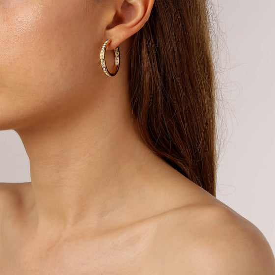 Dyrberg Kern Justina Gold Hoop Earrings - Clear