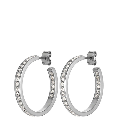 Dyrberg Kern Justina Silver Hoop Earrings - Clear