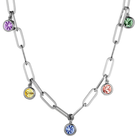 Dyrberg Kern Leona Silver Chain Necklace - Pastel Multi