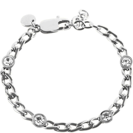 Dyrberg Kern Livia Silver Curb Chain Bracelet - Clear