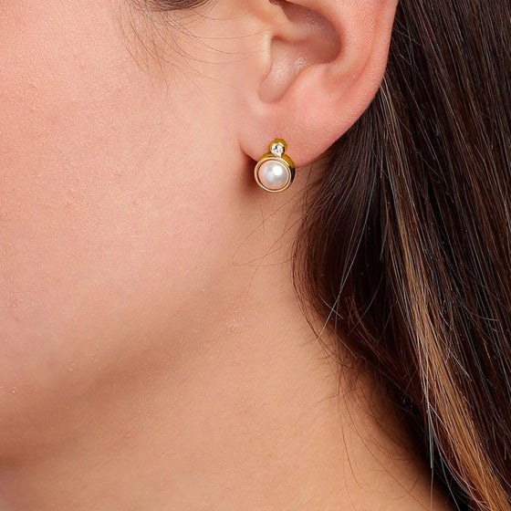 Dyrberg Kern London Gold Stud Earrings - Pearl