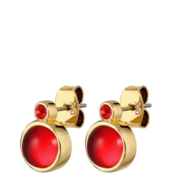 Dyrberg Kern London Gold Stud Earrings - Red