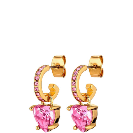 Dyrberg Kern Nina Gold Small Hoop Charm Earrings - Rose