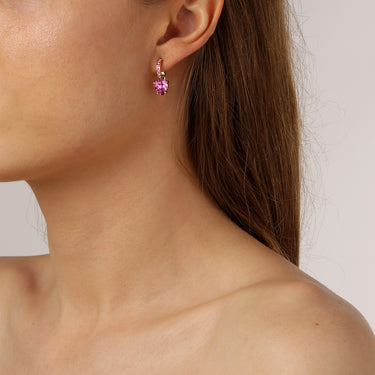 Dyrberg Kern Nina Gold Small Hoop Charm Earrings - Rose