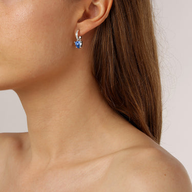 Dyrberg Kern Nina Silver Small Hoop Charm Earrings - Light Blue