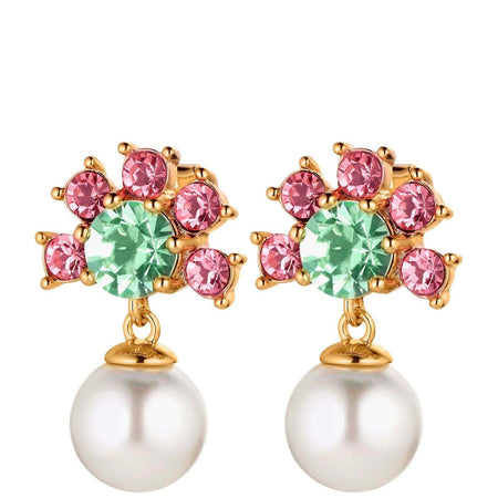 Dyrberg Kern Veronica Gold Drop Earrings - Rose Green