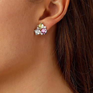 Dyrberg Kern Viena Silver Stud Earrings - Yellow Rose