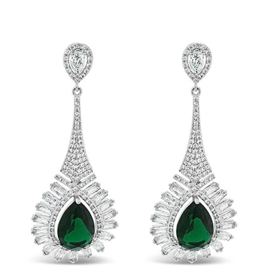 Absolute Silver Emerald Pear Drop Emerald Earrings