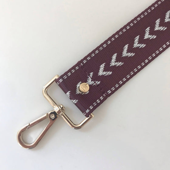 Elie Beaumont Bag Strap - Burgundy Chevron