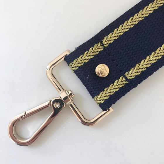 Elie Beaumont Bag Strap - Navy Gold Trim