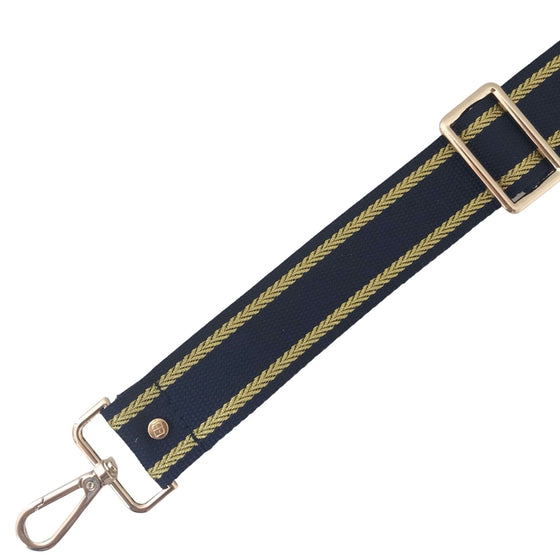 Elie Beaumont Bag Strap - Navy Gold Trim