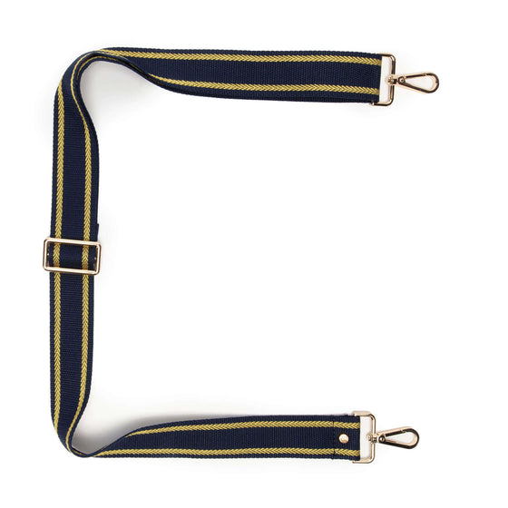 Elie Beaumont Bag Strap - Navy Gold Trim