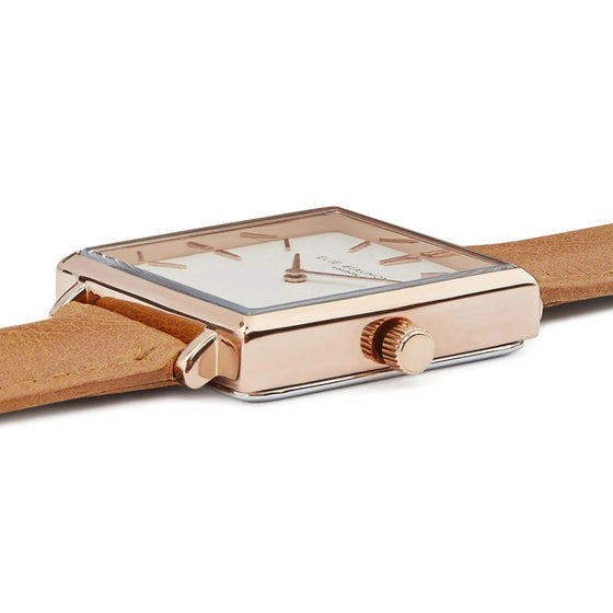 Elie Beaumont Bayswater Leather Watch - Rose Tan