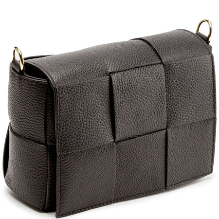 Elie Beaumont Black Tile Leather Crossbody Bag