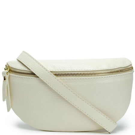 Elie Beaumont Ivory Leather Sling Bag