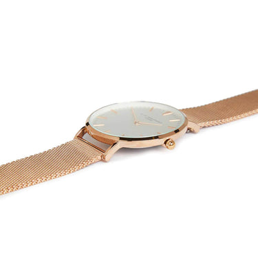 Elie Beaumont Large Dial Mesh Watch - Rose