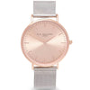 Elie Beaumont Large Dial Mesh Watch - Silver Rose
