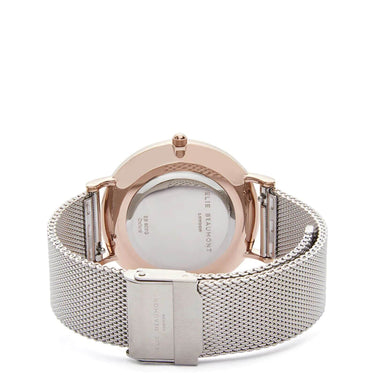 Elie Beaumont Large Dial Mesh Watch - Silver Rose