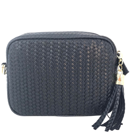 Elie Beaumont Navy Leather Woven Bag