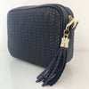 Elie Beaumont Navy Leather Woven Bag