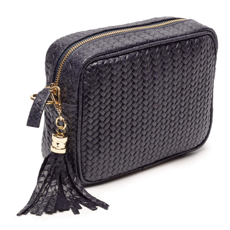 Elie Beaumont Navy Leather Woven Bag