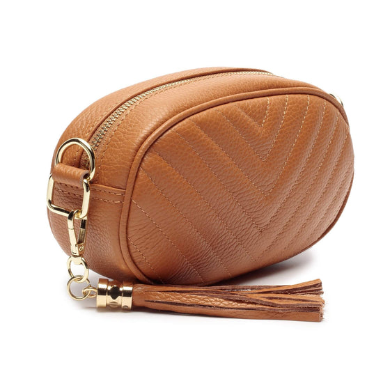 Elie Beaumont Quilted Tan Leather Bag